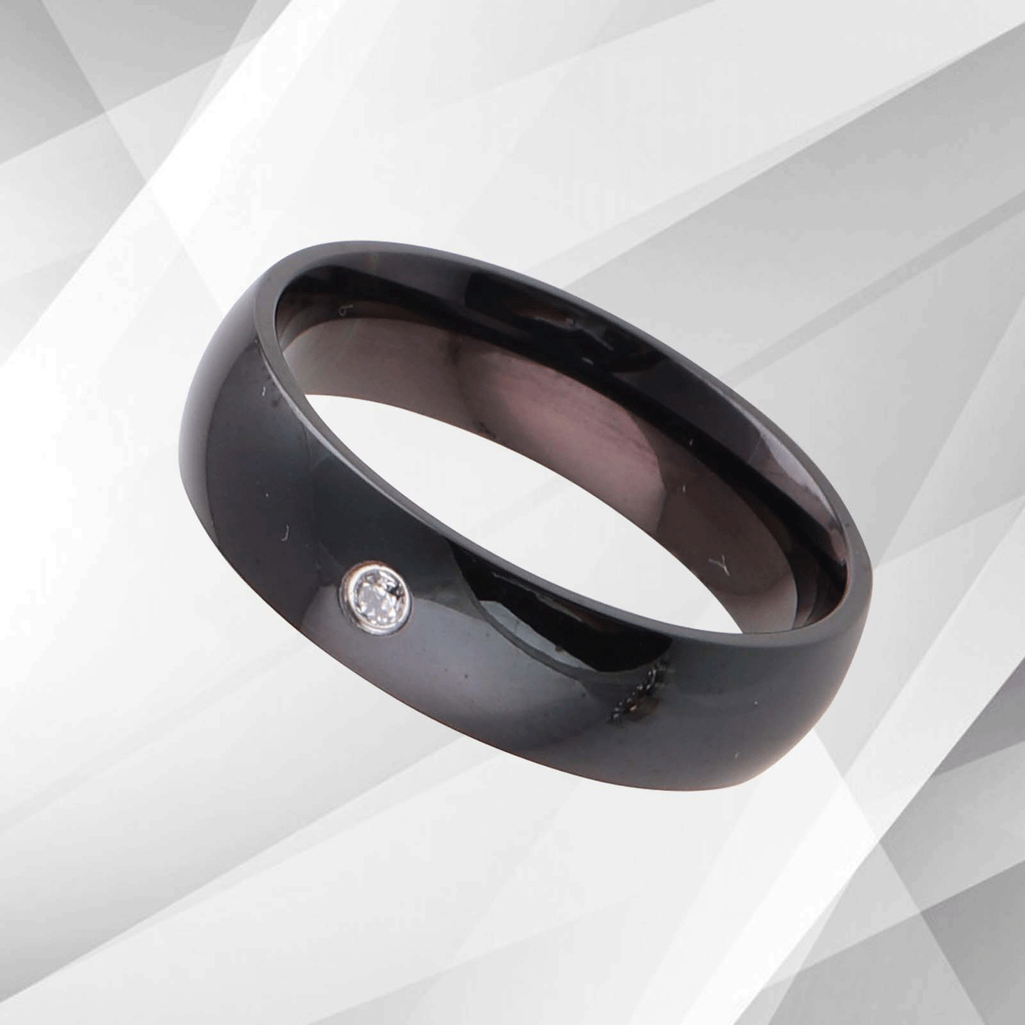 0.35Ct C Z Diamond Ring Anniversary Engagement Black Titanium Band