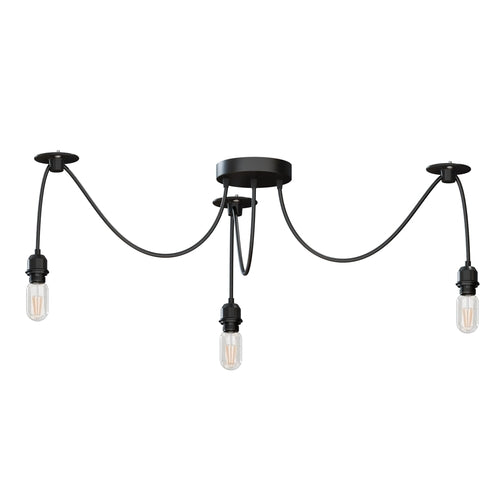 Black Pendant Light Spider with Rubber Cable Metal Lamp Holder~1122
