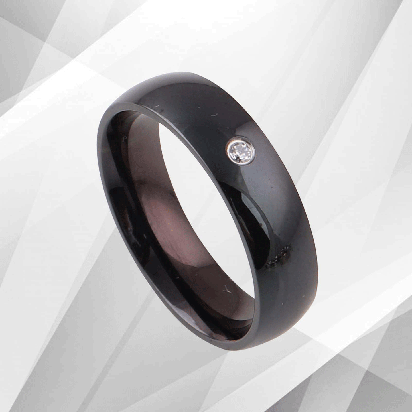 0.35Ct C Z Diamond Ring Anniversary Engagement Black Titanium Band