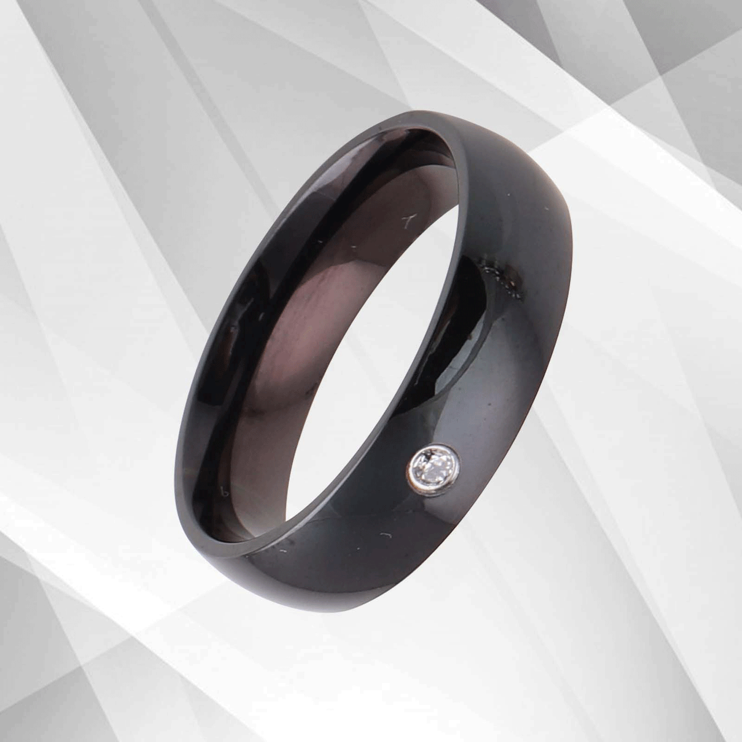0.35Ct C Z Diamond Ring Anniversary Engagement Black Titanium Band