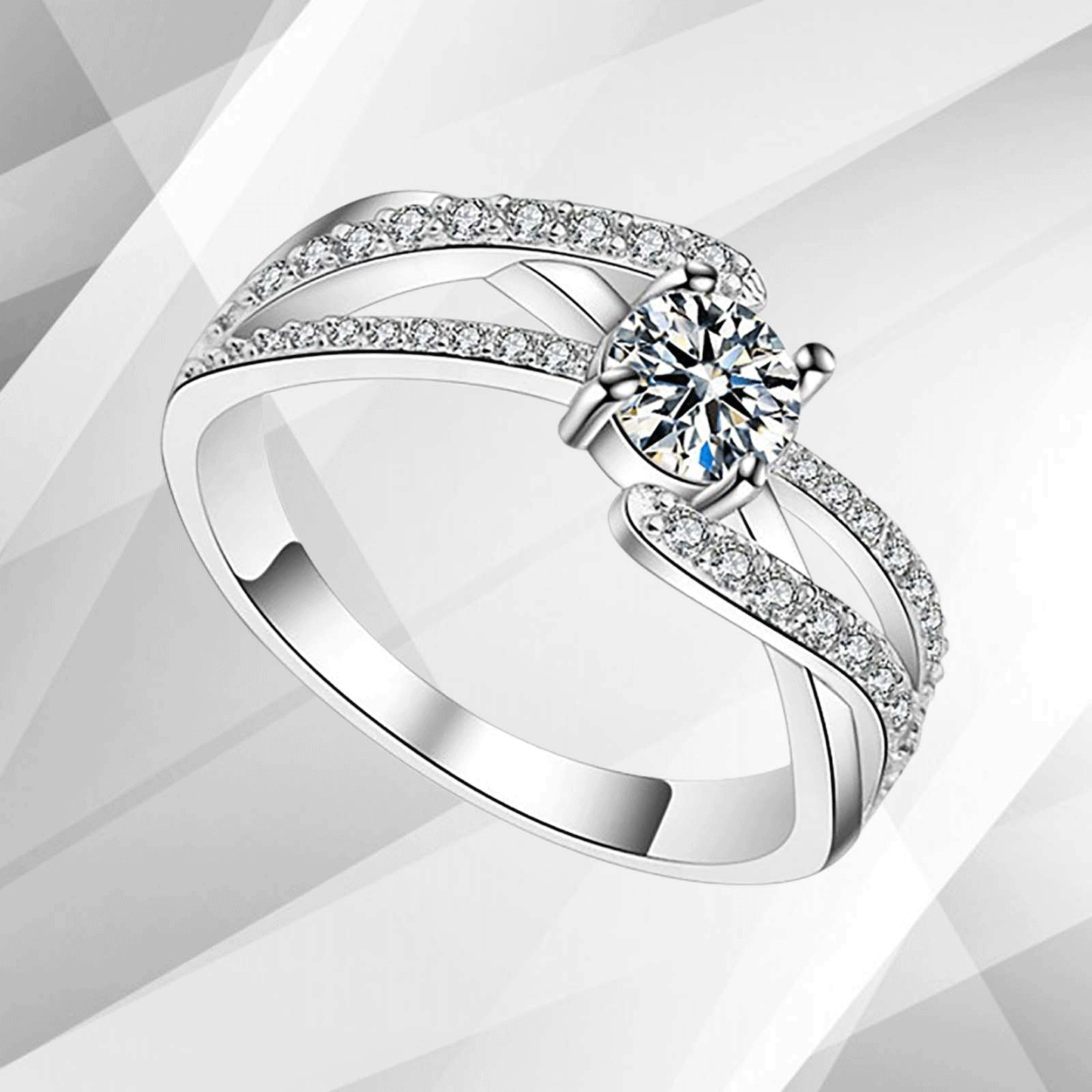 2.0Ct Round-Cut 41 Diamonds Solitaire Bridal Engagement Ring 18K White