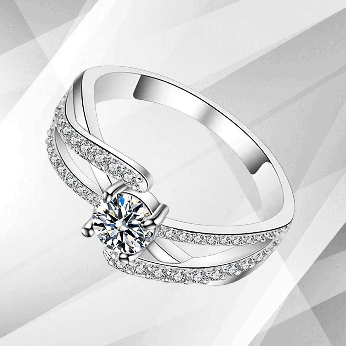 2.0Ct Round-Cut 41 Diamonds Solitaire Bridal Engagement Ring 18K White