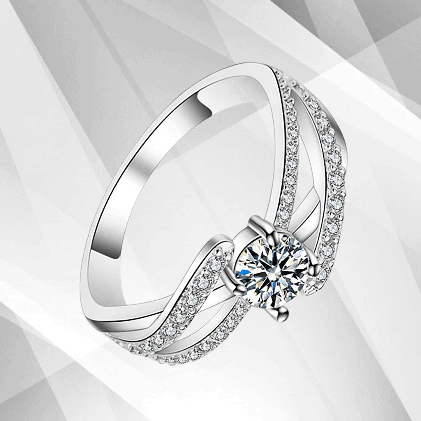 2.0Ct Round-Cut 41 Diamonds Solitaire Bridal Engagement Ring 18K White