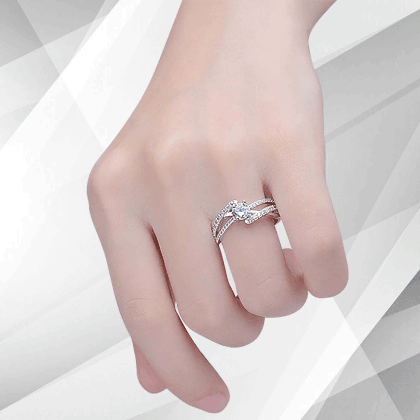 2.0Ct Round-Cut 41 Diamonds Solitaire Bridal Engagement Ring 18K White