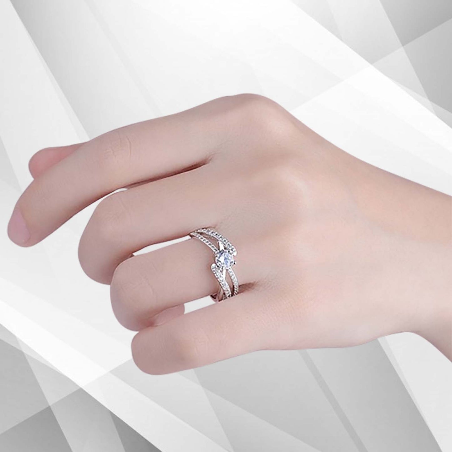 2.0Ct Round-Cut 41 Diamonds Solitaire Bridal Engagement Ring 18K White