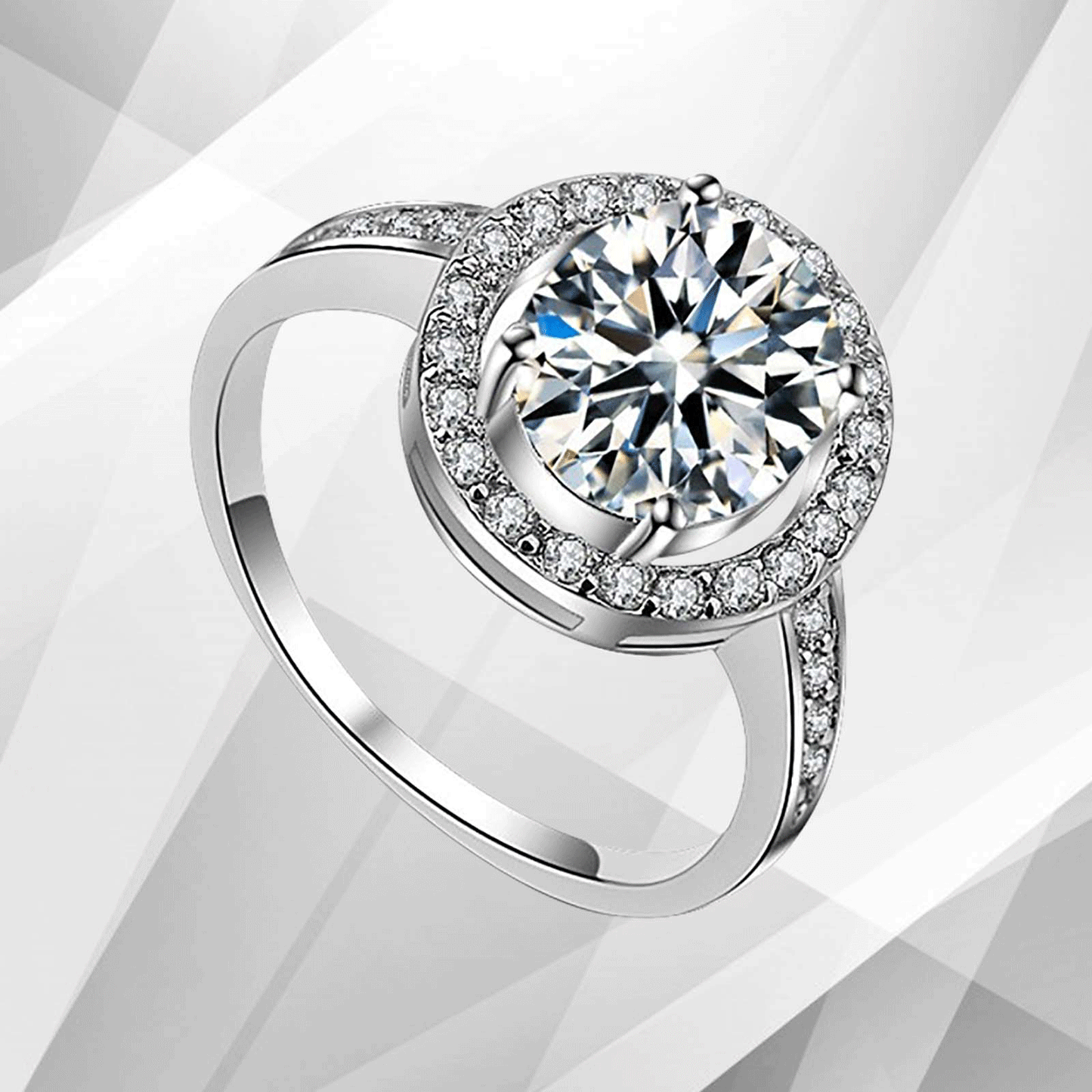 3.2Ct Round-Cut Diamond Cushion Halo Bridal Engagement Ring 18Ct White