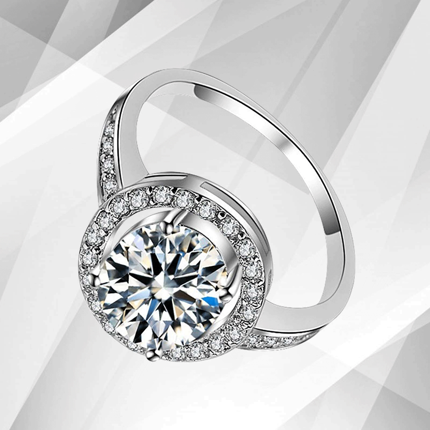 3.2Ct Round-Cut Diamond Cushion Halo Bridal Engagement Ring 18Ct White