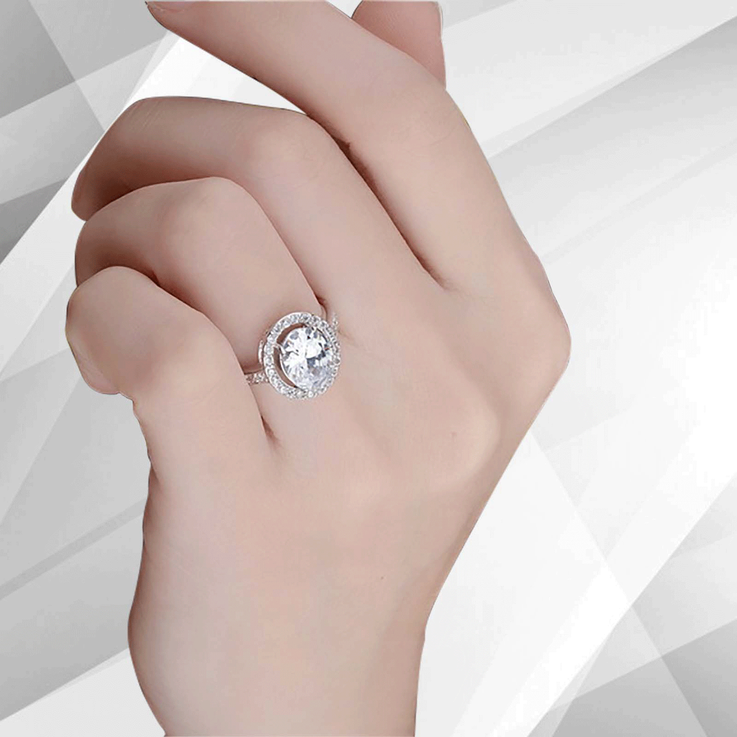 3.2Ct Round-Cut Diamond Cushion Halo Bridal Engagement Ring 18Ct White