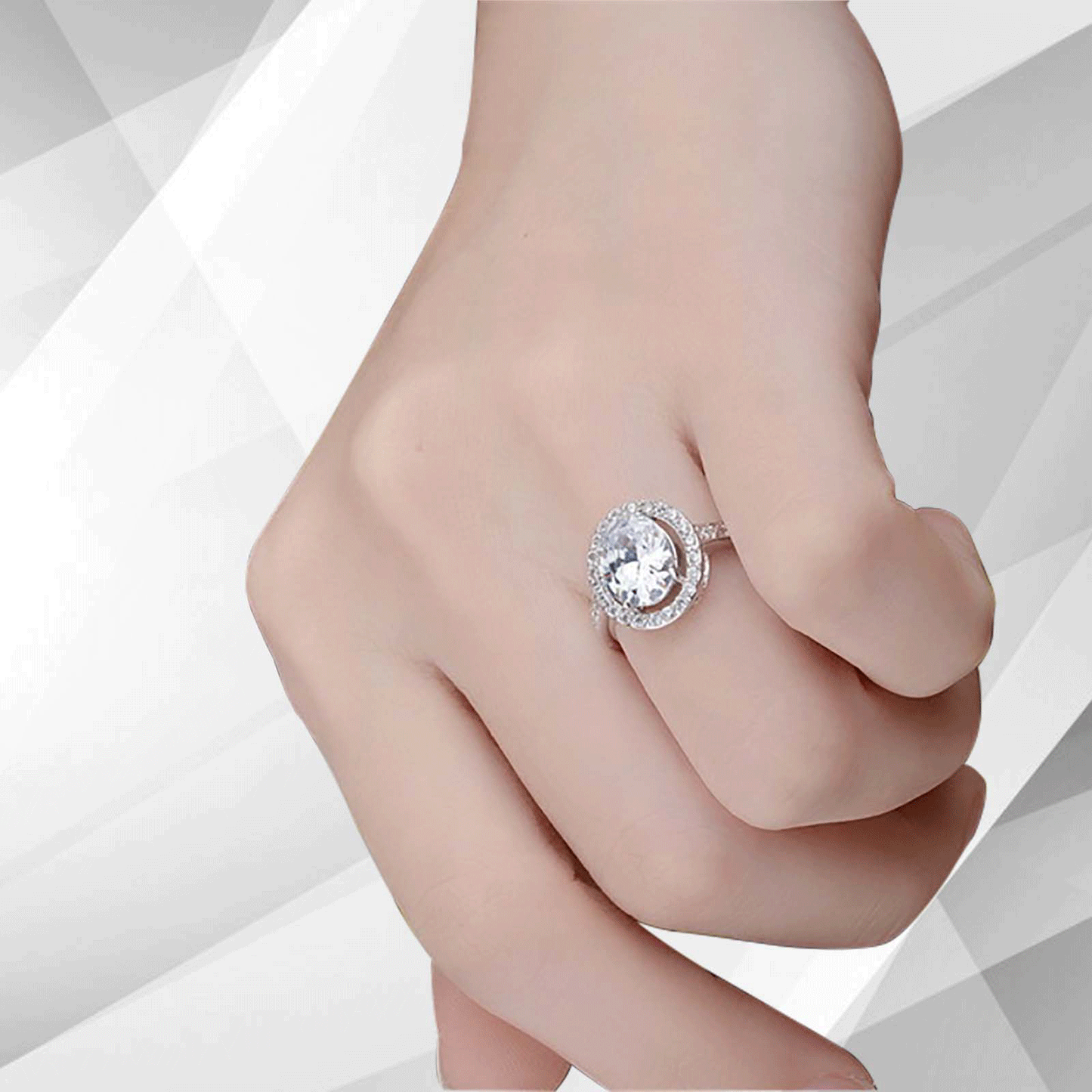 3.2Ct Round-Cut Diamond Cushion Halo Bridal Engagement Ring 18Ct White
