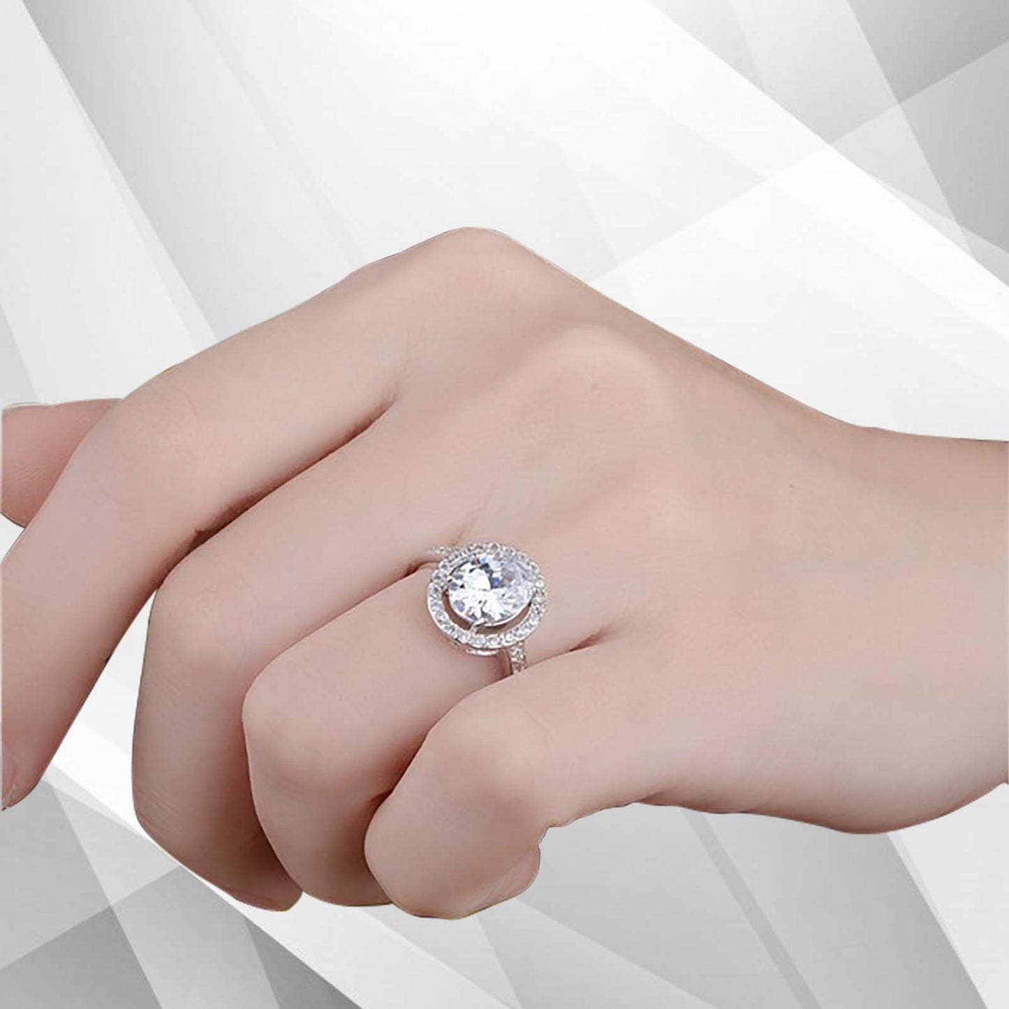 3.2Ct Round-Cut Diamond Cushion Halo Bridal Engagement Ring 18Ct White