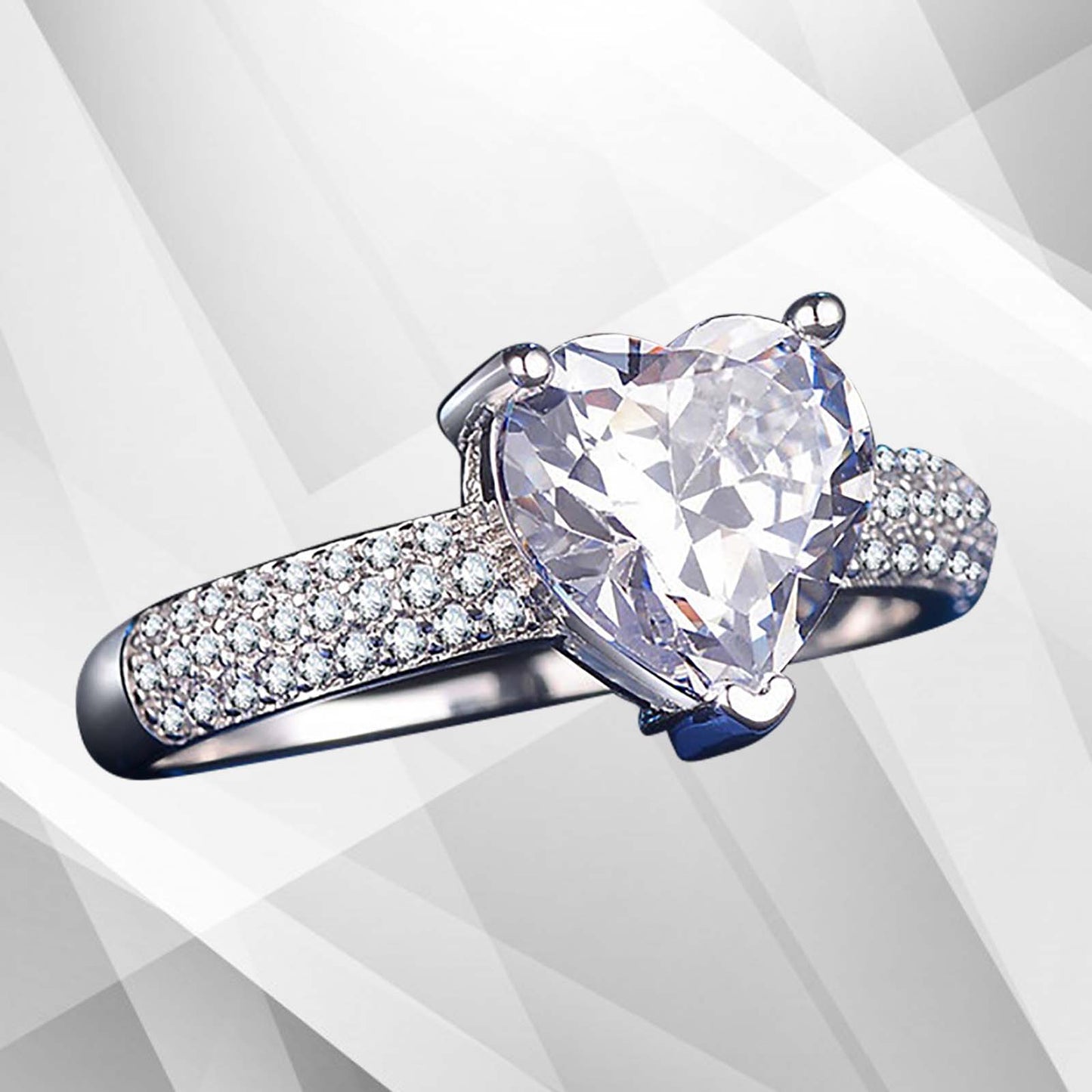 3.2Ct Heart Shaped Diamond Solitaire Bridal Engagement Ring 18Ct White