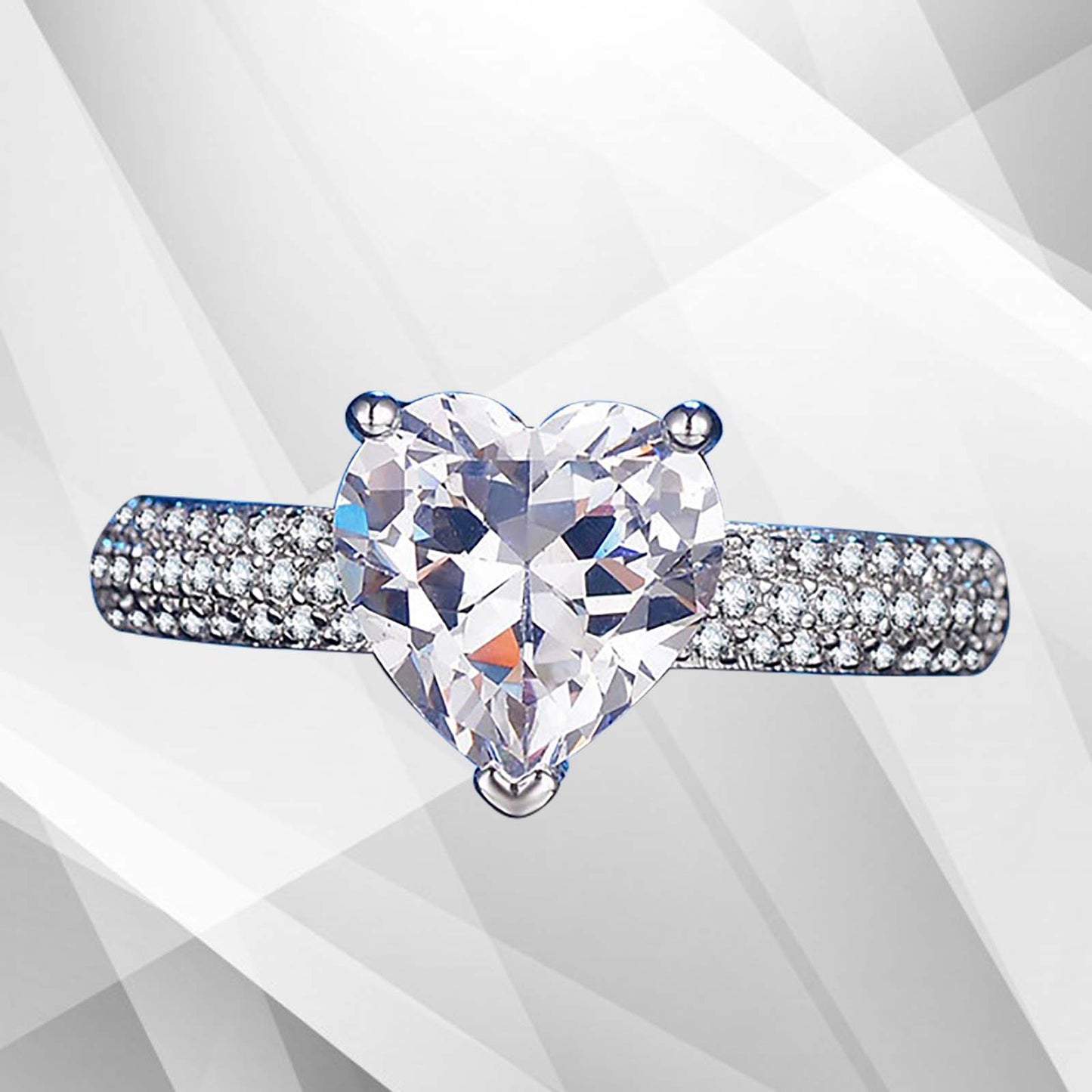 3.2Ct Heart Shaped Diamond Solitaire Bridal Engagement Ring 18Ct White