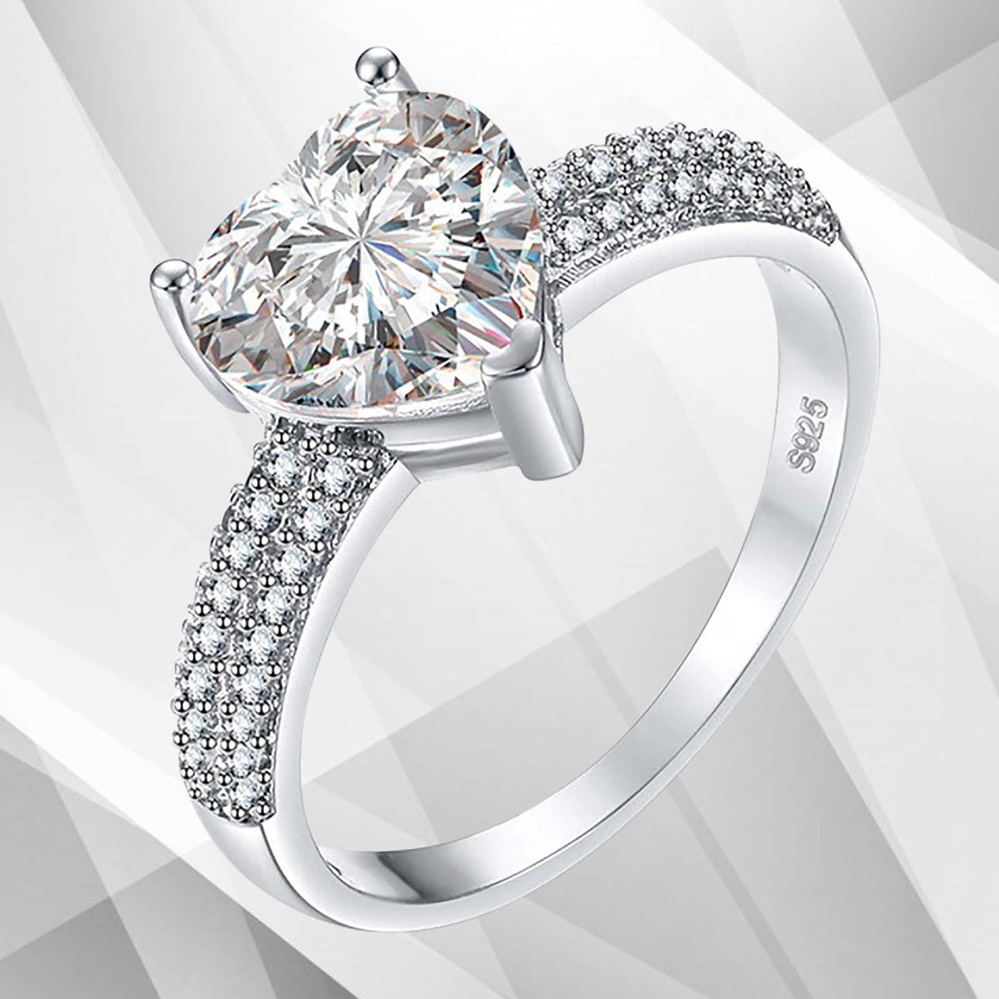 3.2Ct Heart Shaped Diamond Solitaire Bridal Engagement Ring 18Ct White