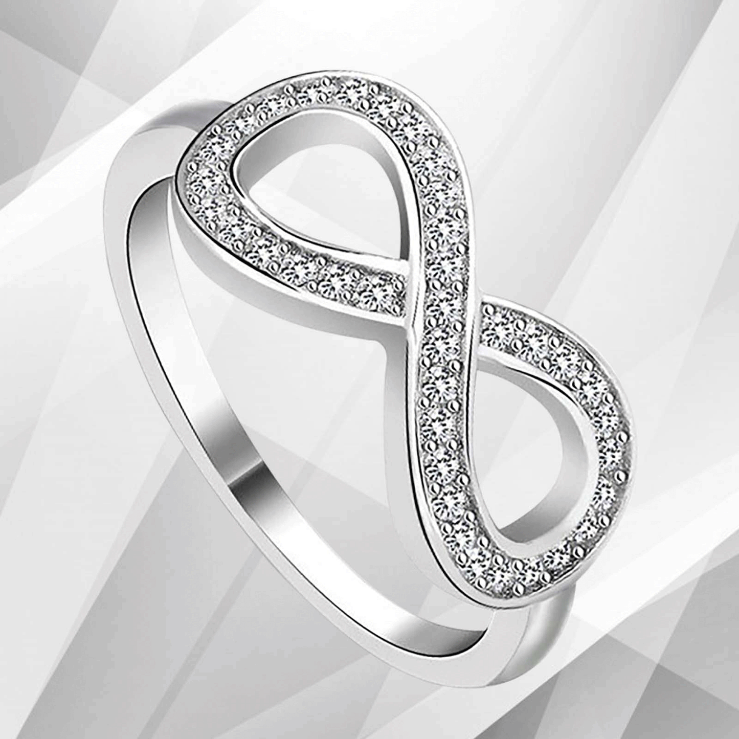 0.35Ct Round-Cut 30 Top CZ Diamonds Infinity Engagement Ring 18K White