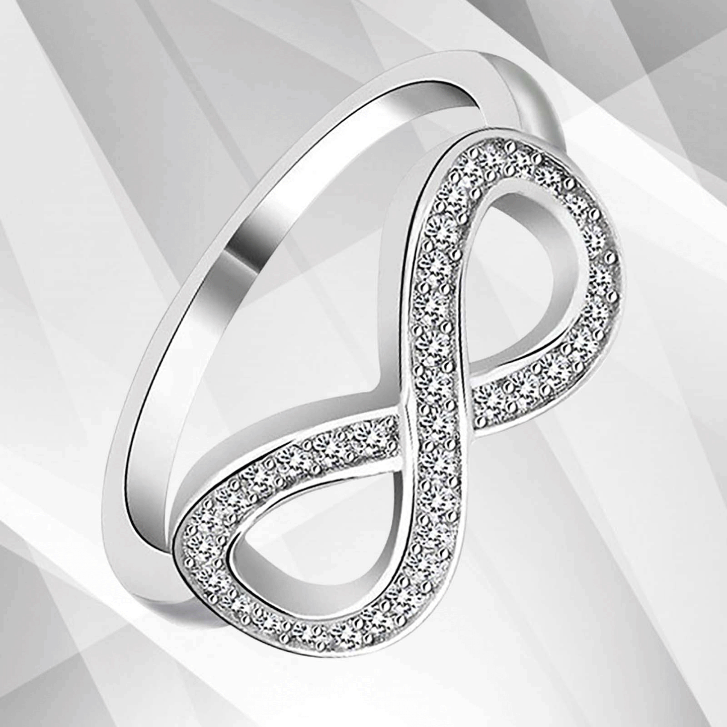 0.35Ct Round-Cut 30 Top CZ Diamonds Infinity Engagement Ring 18K White