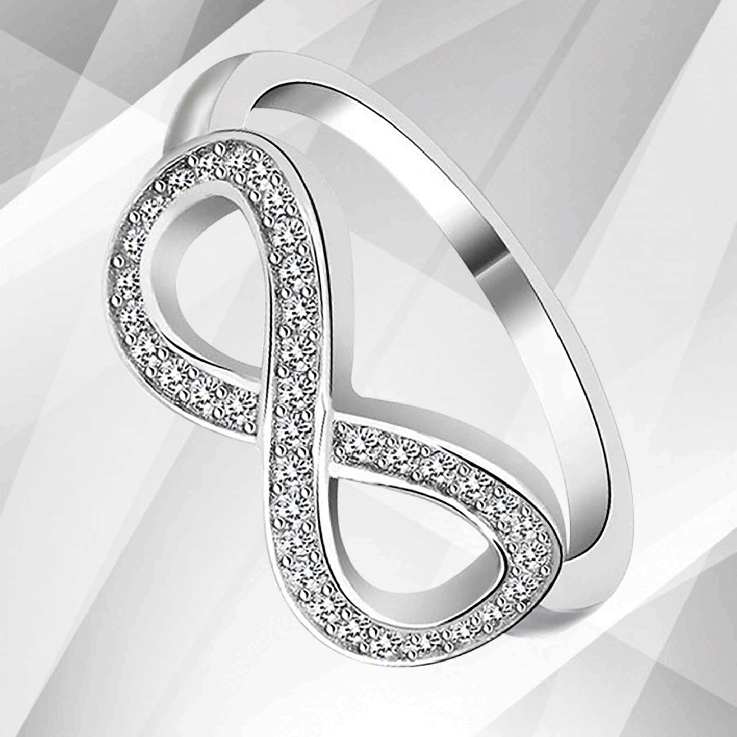 0.35Ct Round-Cut 30 Top CZ Diamonds Infinity Engagement Ring 18K White