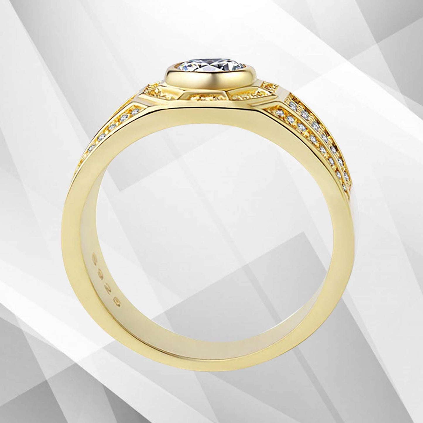 Gents 1.68Ct Total 113 CZ Diamonds Mens Band Ring Size N-W 18Ct Yellow