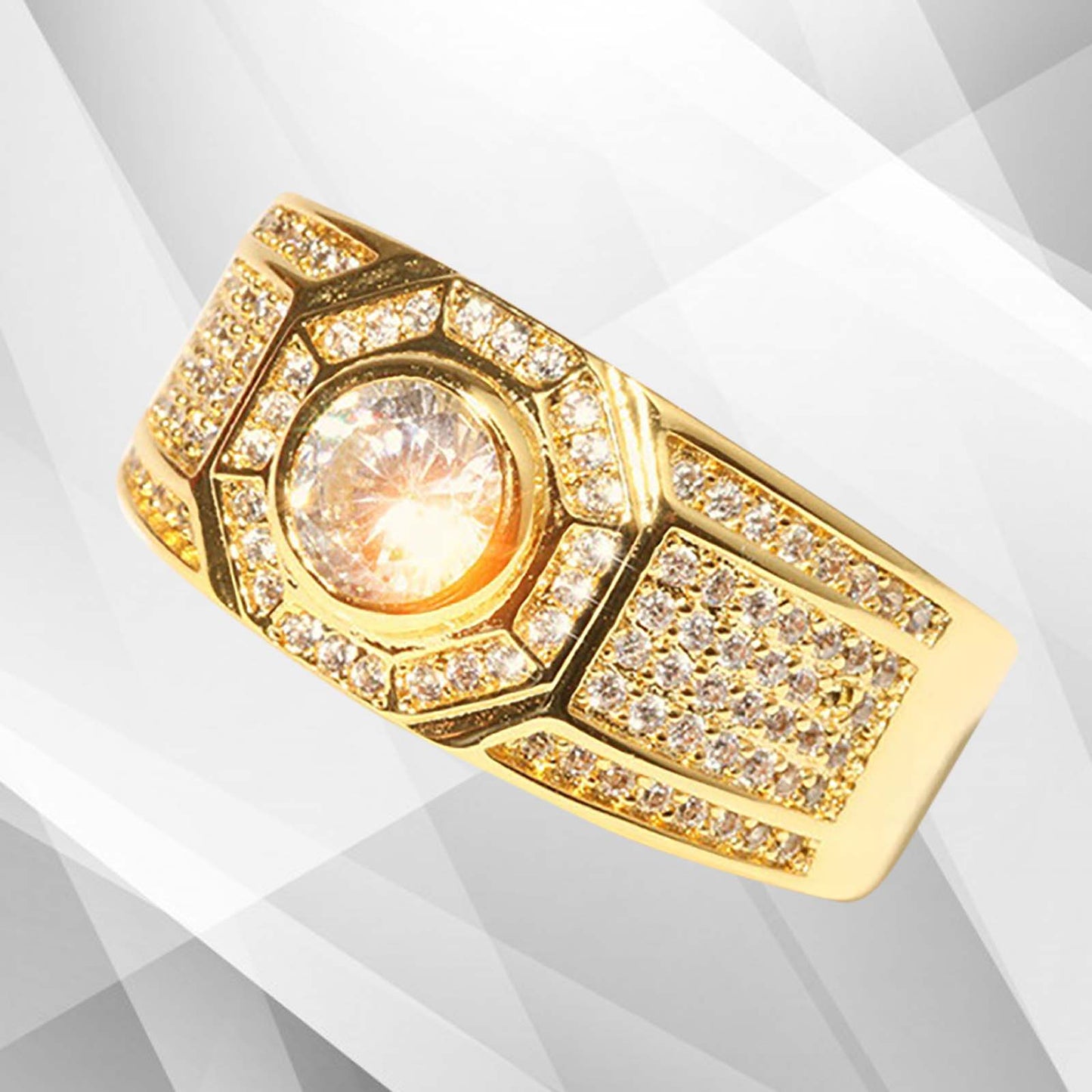 Gents 1.68Ct Total 113 CZ Diamonds Mens Band Ring Size N-W 18Ct Yellow