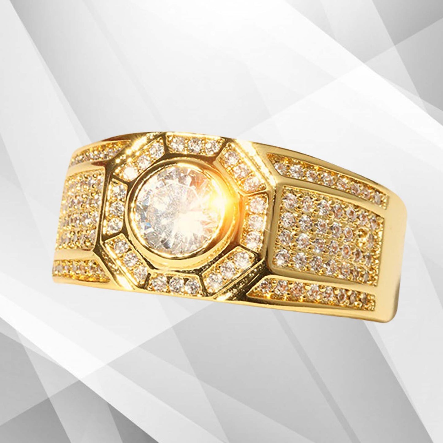 Gents 1.68Ct Total 113 CZ Diamonds Mens Band Ring Size N-W 18Ct Yellow