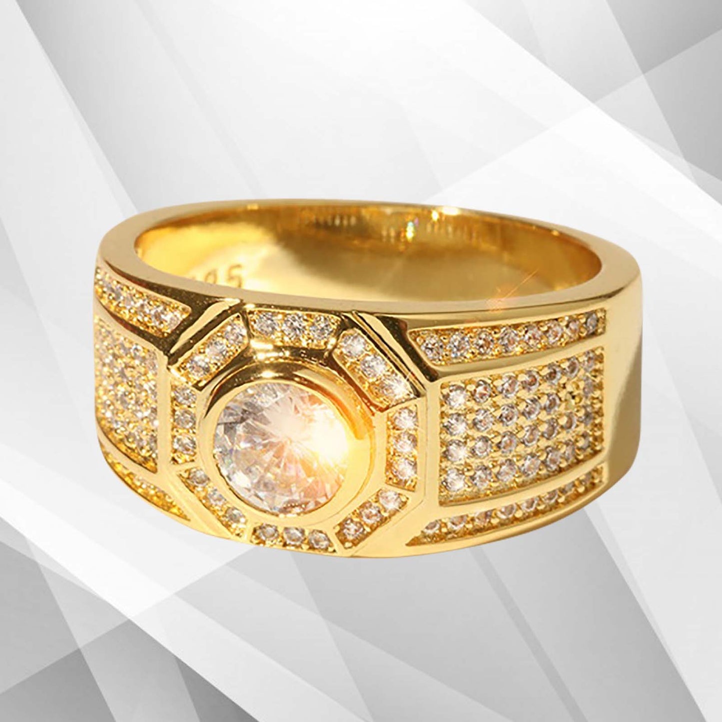 Gents 1.68Ct Total 113 CZ Diamonds Mens Band Ring Size N-W 18Ct Yellow