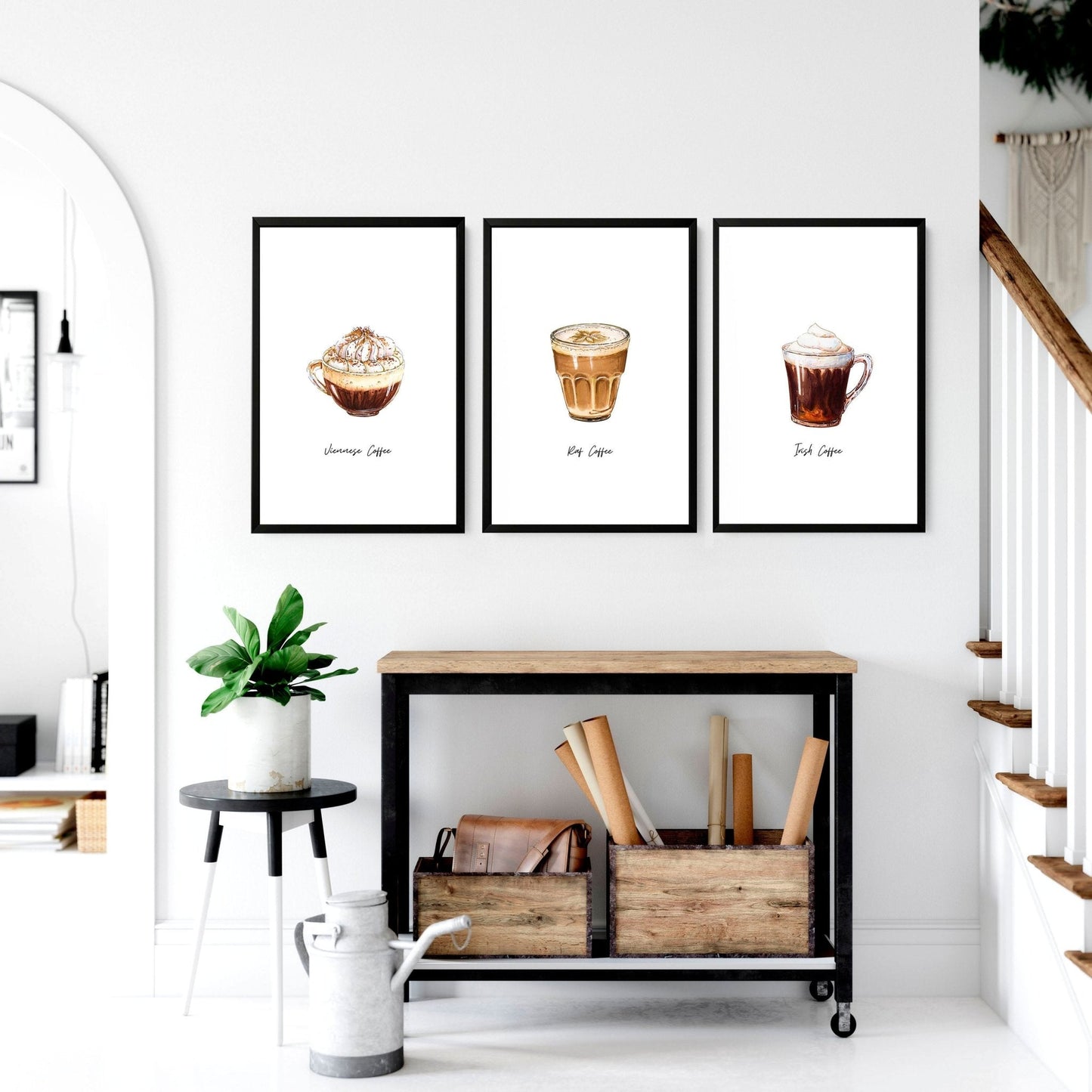Coffee prints for kitchen | set of 3 wall art prints