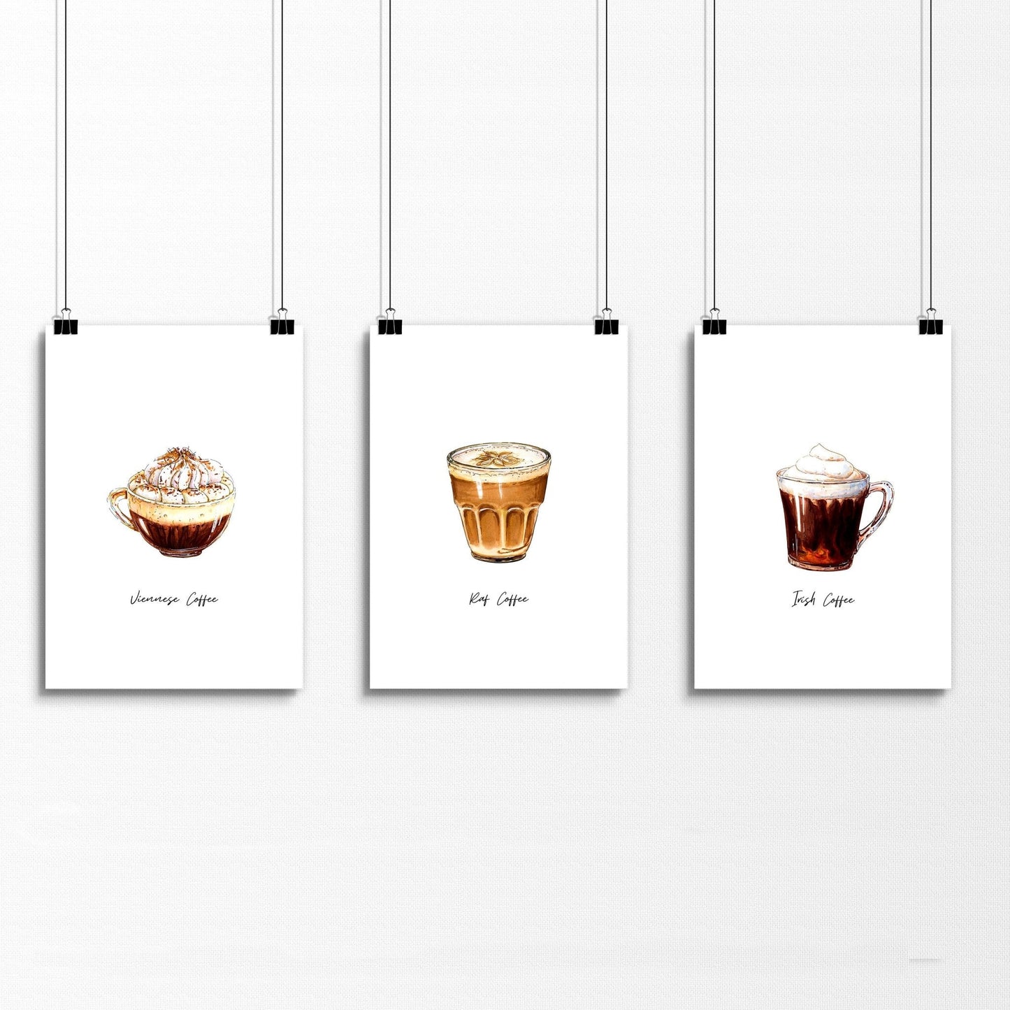 Coffee prints for kitchen | set of 3 wall art prints