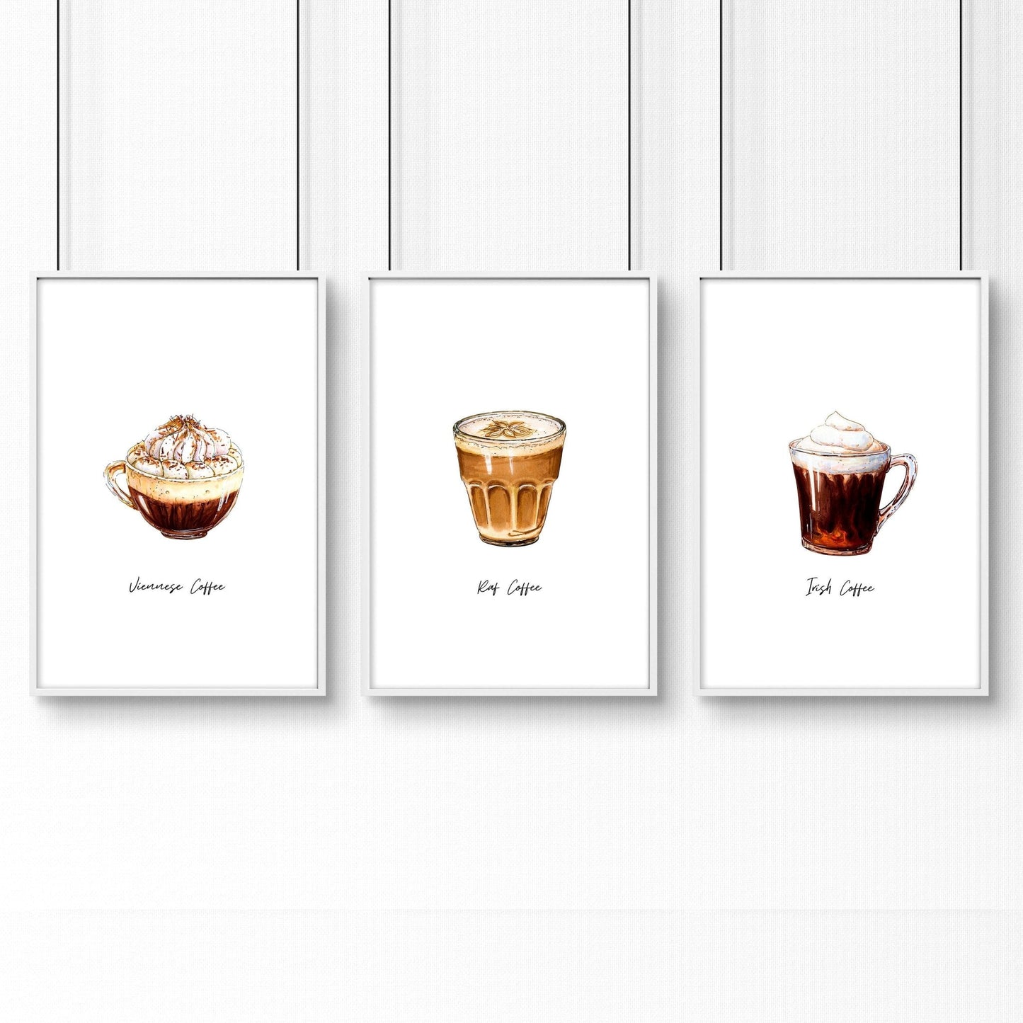 Coffee prints for kitchen | set of 3 wall art prints