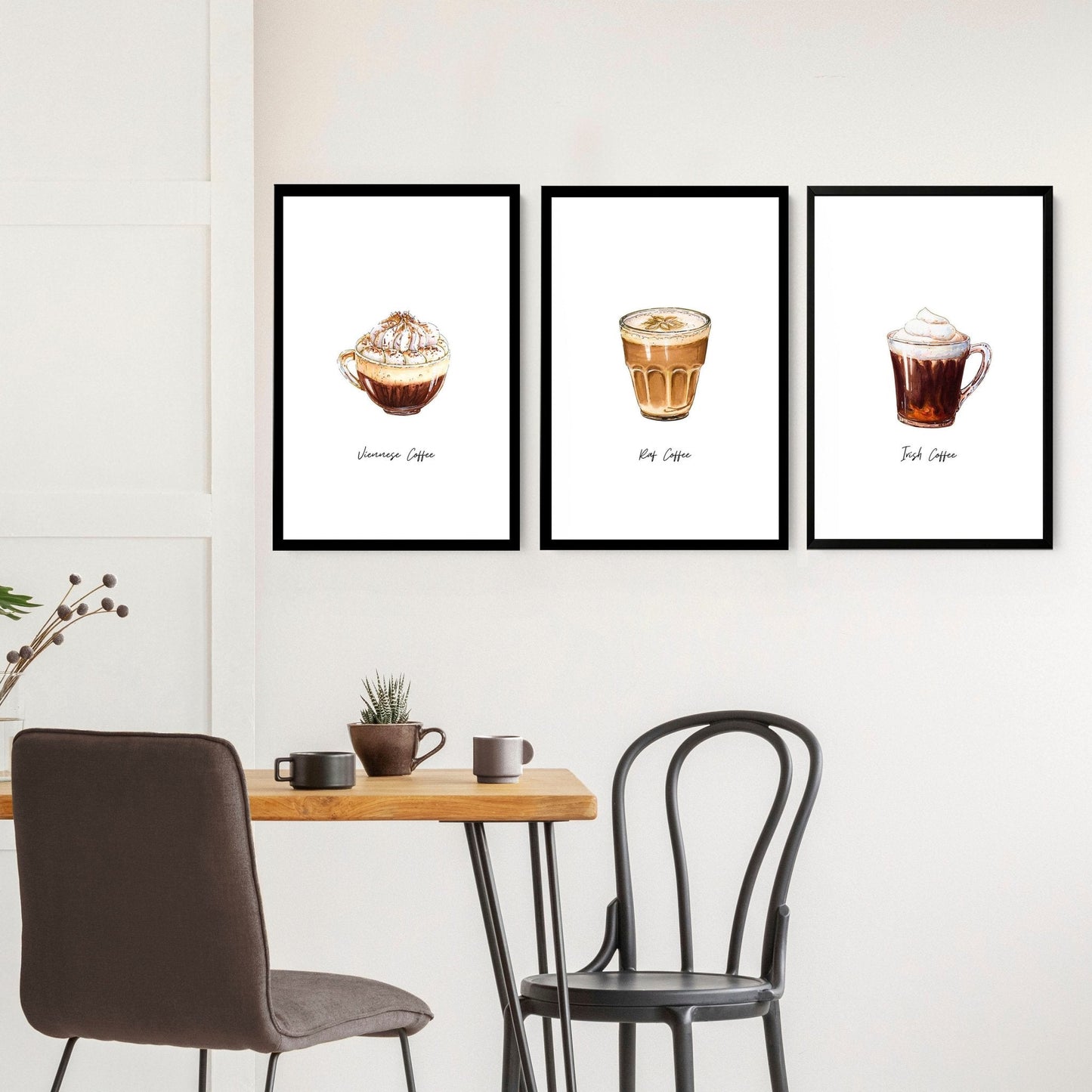 Coffee prints for kitchen | set of 3 wall art prints