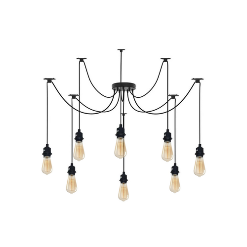 Black Pendant Light Spider with Rubber Cable Metal Lamp Holder~1122
