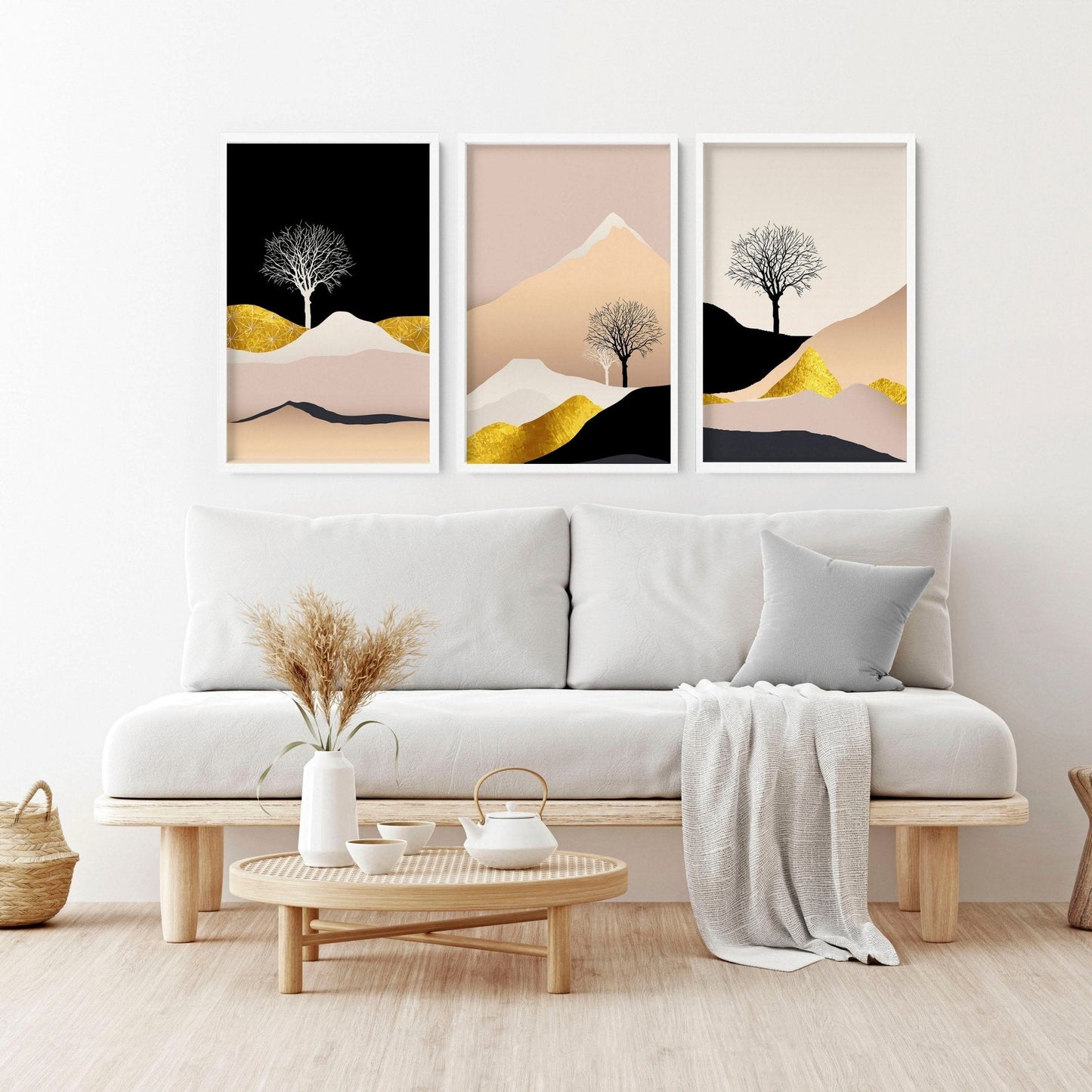 Modern prints for living room | set of 3 wall art prints