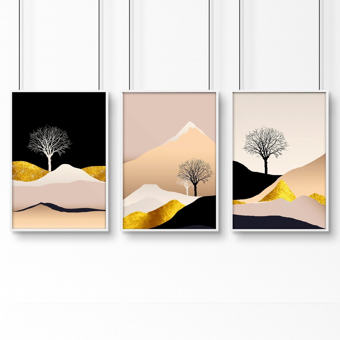 Modern prints for living room | set of 3 wall art prints