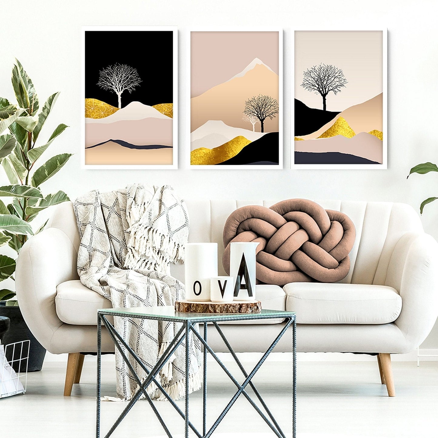 Modern prints for living room | set of 3 wall art prints