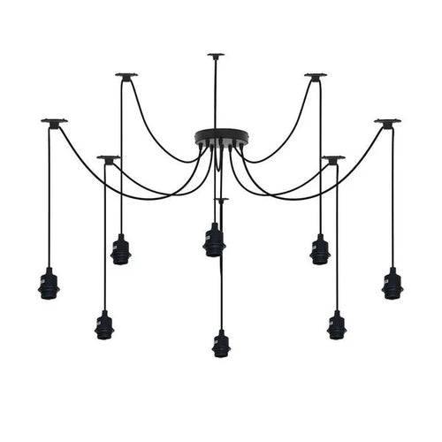 Black Pendant Light Spider with Rubber Cable Metal Lamp Holder~1122