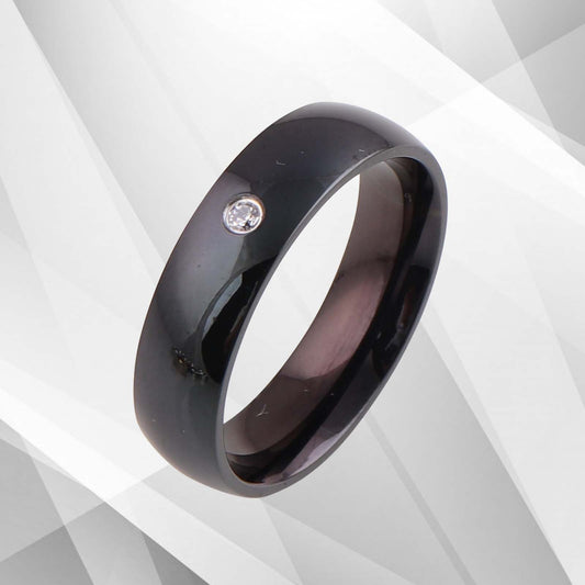 0.35Ct C Z Diamond Ring Anniversary Engagement Black Titanium Band