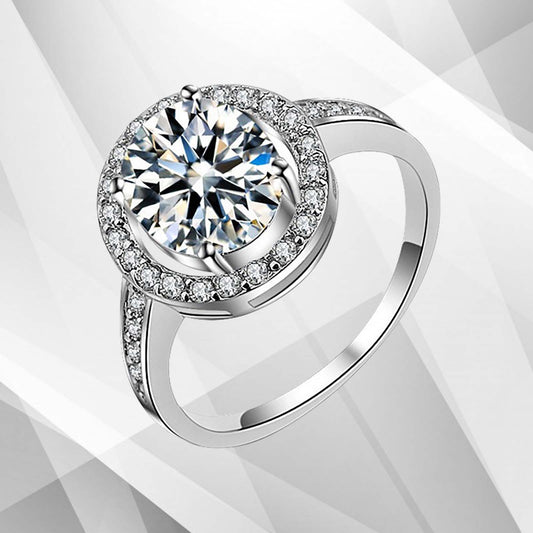 3.2Ct Round-Cut Diamond Cushion Halo Bridal Engagement Ring 18Ct White