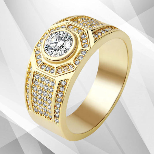 Gents 1.68Ct Total 113 CZ Diamonds Mens Band Ring Size N-W 18Ct Yellow