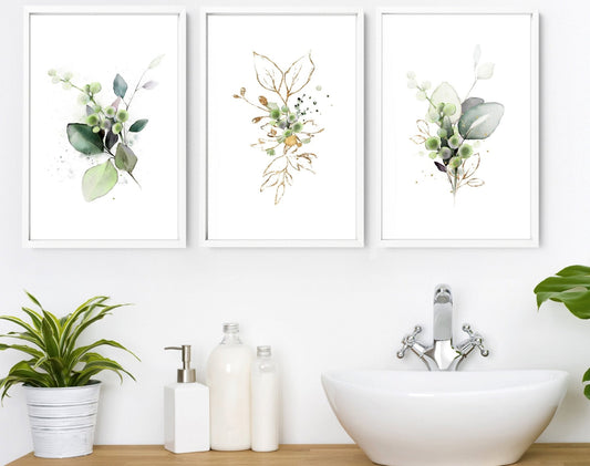 Art for a bathrooms | Set of 3 framed wall art